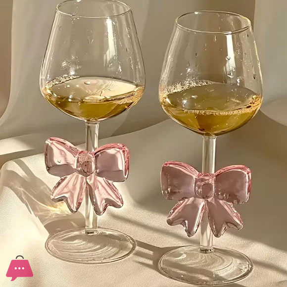 Pink Bow Wine Glass Goblet 1-Piece – Champagne Style