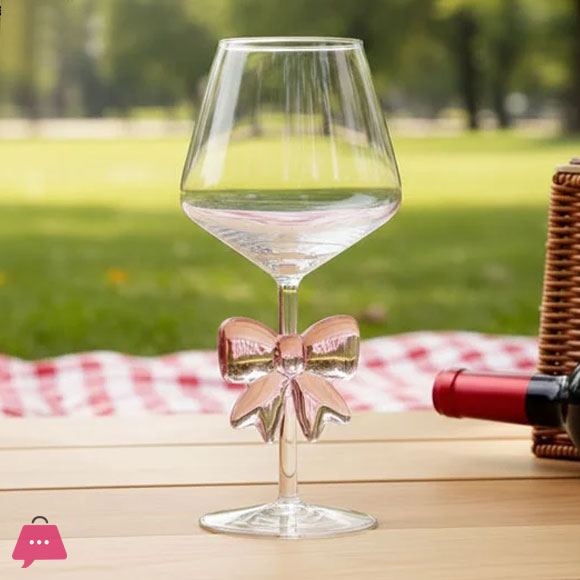 Pink Bow Wine Glass Goblet 1-Piece – Champagne Style
