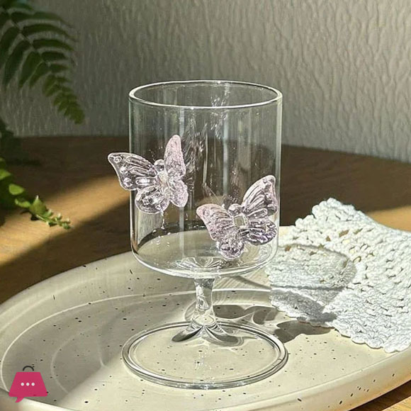 Pink Butterfly Wine Glass Goblet 3D -350ML