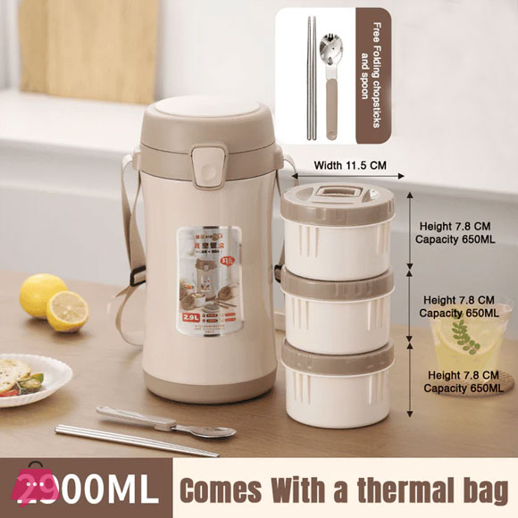 Portable Handheld 316 Stainless Steel Vacuum Insulated Lunch Box