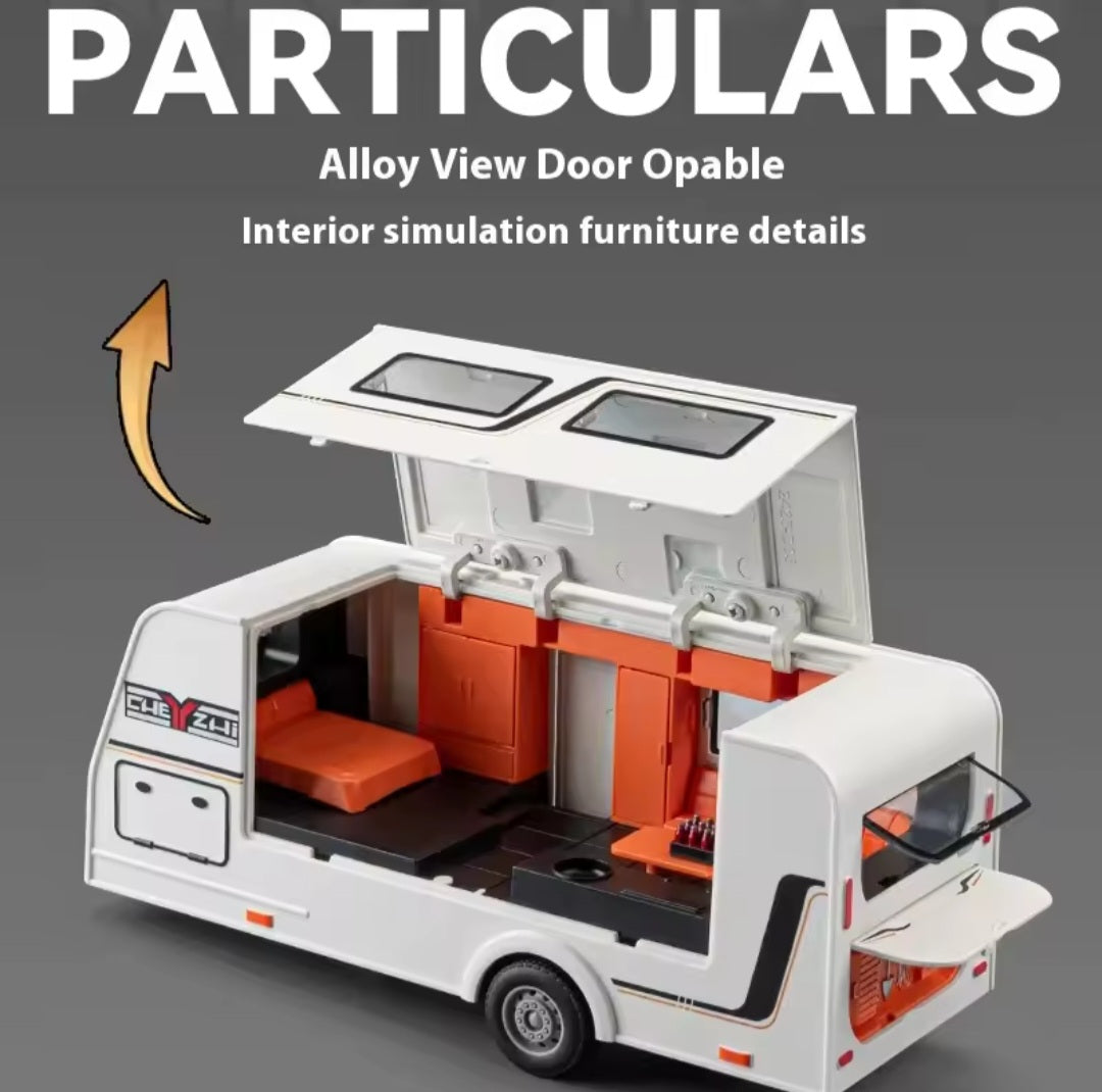 1:20 Cullinan SUV Alloy Trailer RV Car Model Diecast Metal Camper Van