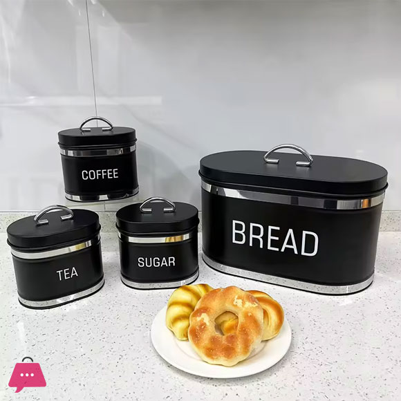 Royal Homeware 4pc Breadbin & Canister Set - Florenzo Collection