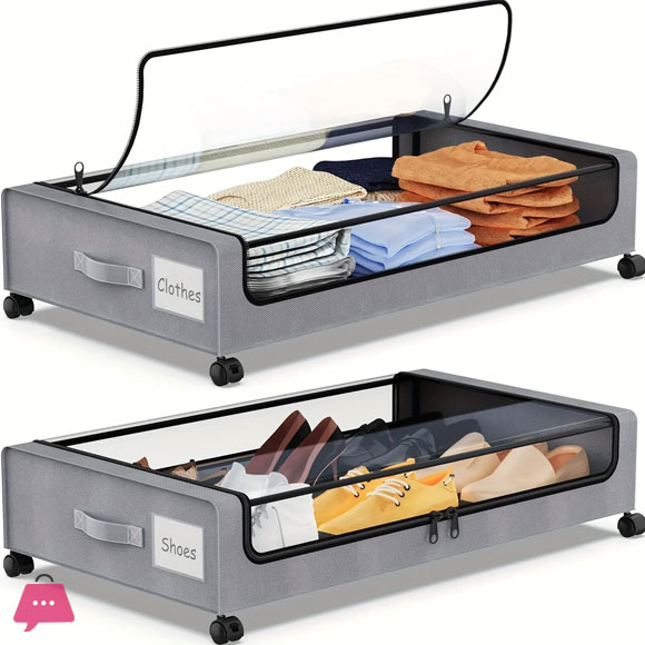 Underbed Lockers with Wheels and Lids-Space Saving out Storage Containers for Shoes and Clothes