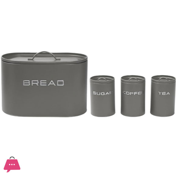Unique and Elegant Bread Storage Bin with 3Pcs Canisters
