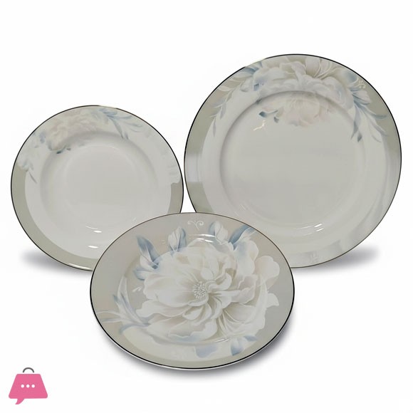 18 PCS Elegant Floral Dinner Plate Set – Premium Quality Dinnerware