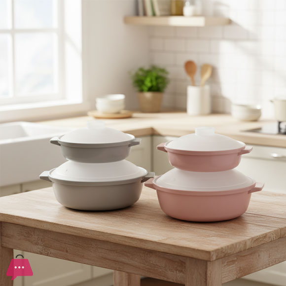 2-Piece Microwave-Safe Serving Bowl Set with Lids 19cm & 25cm Set of 2