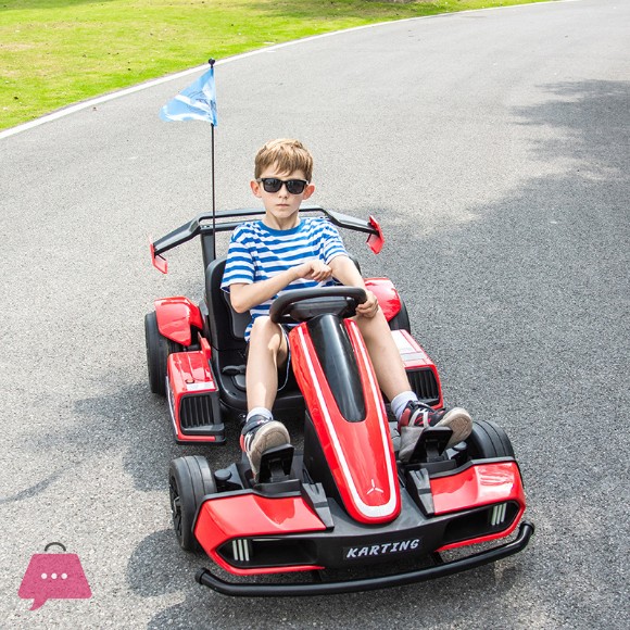 Kids Electric Go-kart with Remote Control Powerful 24V Battery Operated Ride on Car for Children 5-15Years Old