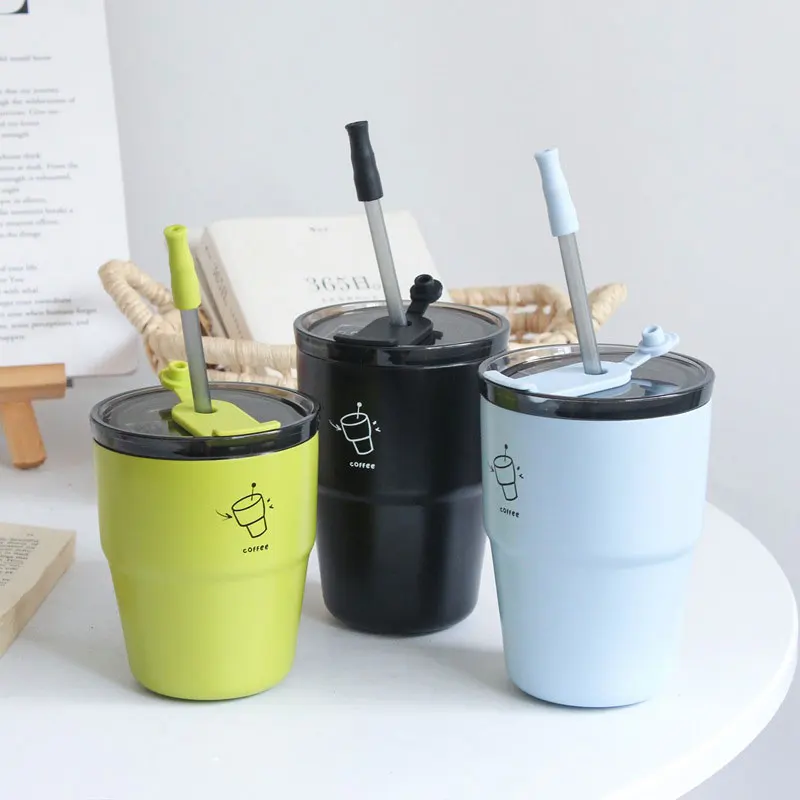New Korean Style 320ml Insulated Tumbler with Lids Stainless Steel Double Wall Vacuum Coffee Tumbler Cup for Cold & Hot Drinks Stainless Steel Hot and Cold