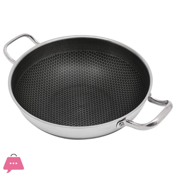 316 High Quality Stainless Steel Honeycomb Laser Coated Non-Stick Wok 32 & 36 Size