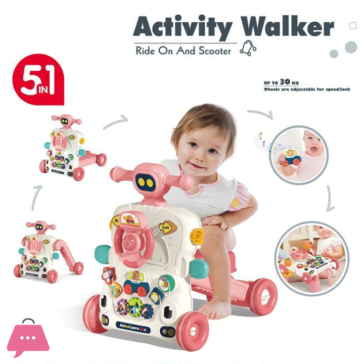 5 IN 1 Activity Musical Baby Walker Multifunctional Baby Push Walker Toys