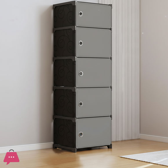 5 Tier Plastic Wardrobe Organizer for Storage Cupboard