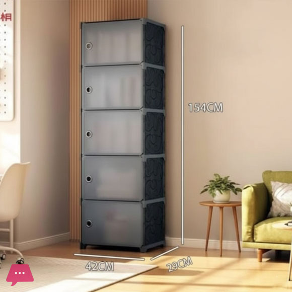 5 Tier Plastic Wardrobe Organizer for Storage Cupboard