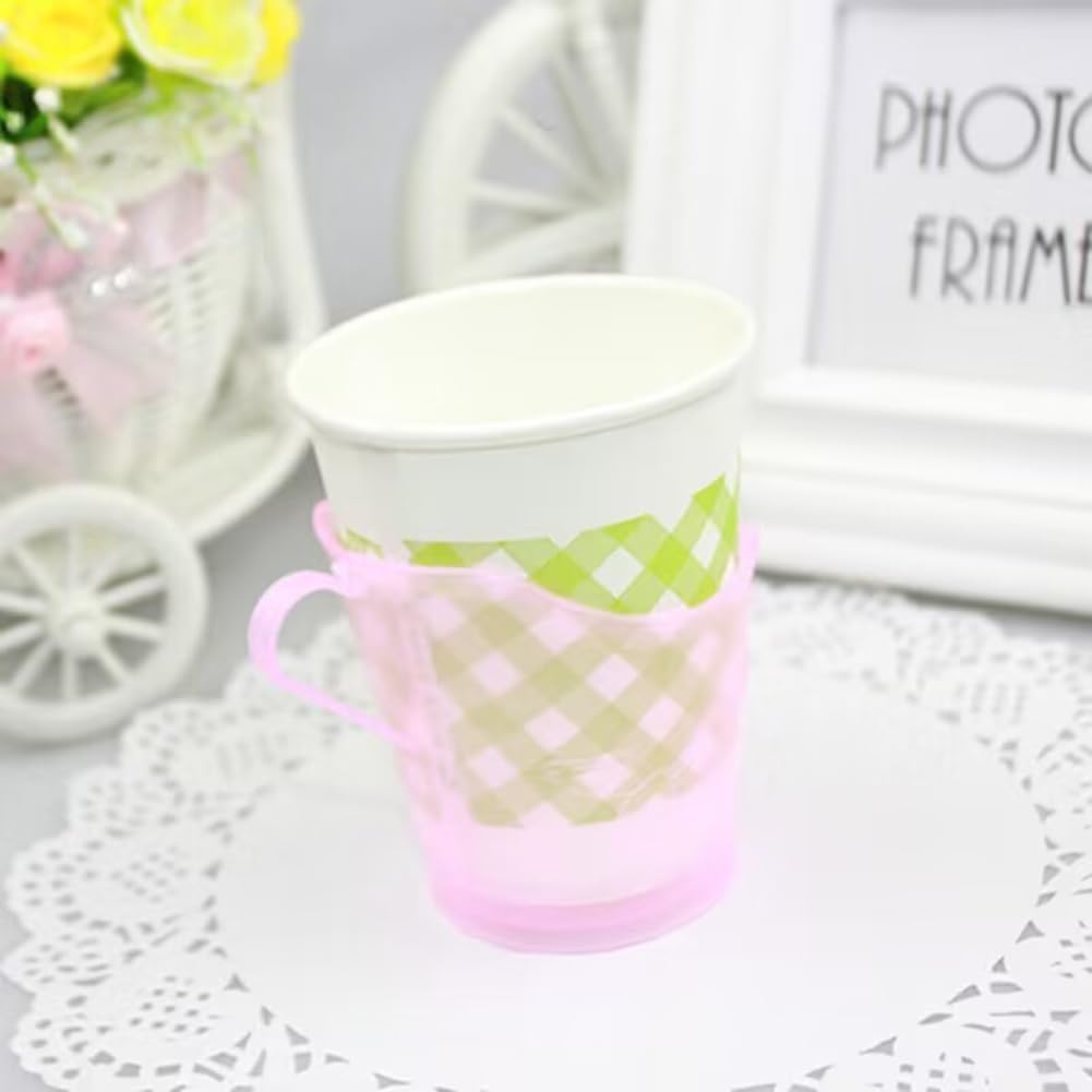 12PCS Disposable Cup Holder Plastic Anti-scalding Cup Holder Coffee Mug Holder for Home Office Party