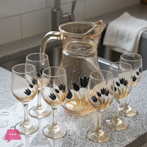 7-Piece Gold-Design Water Set