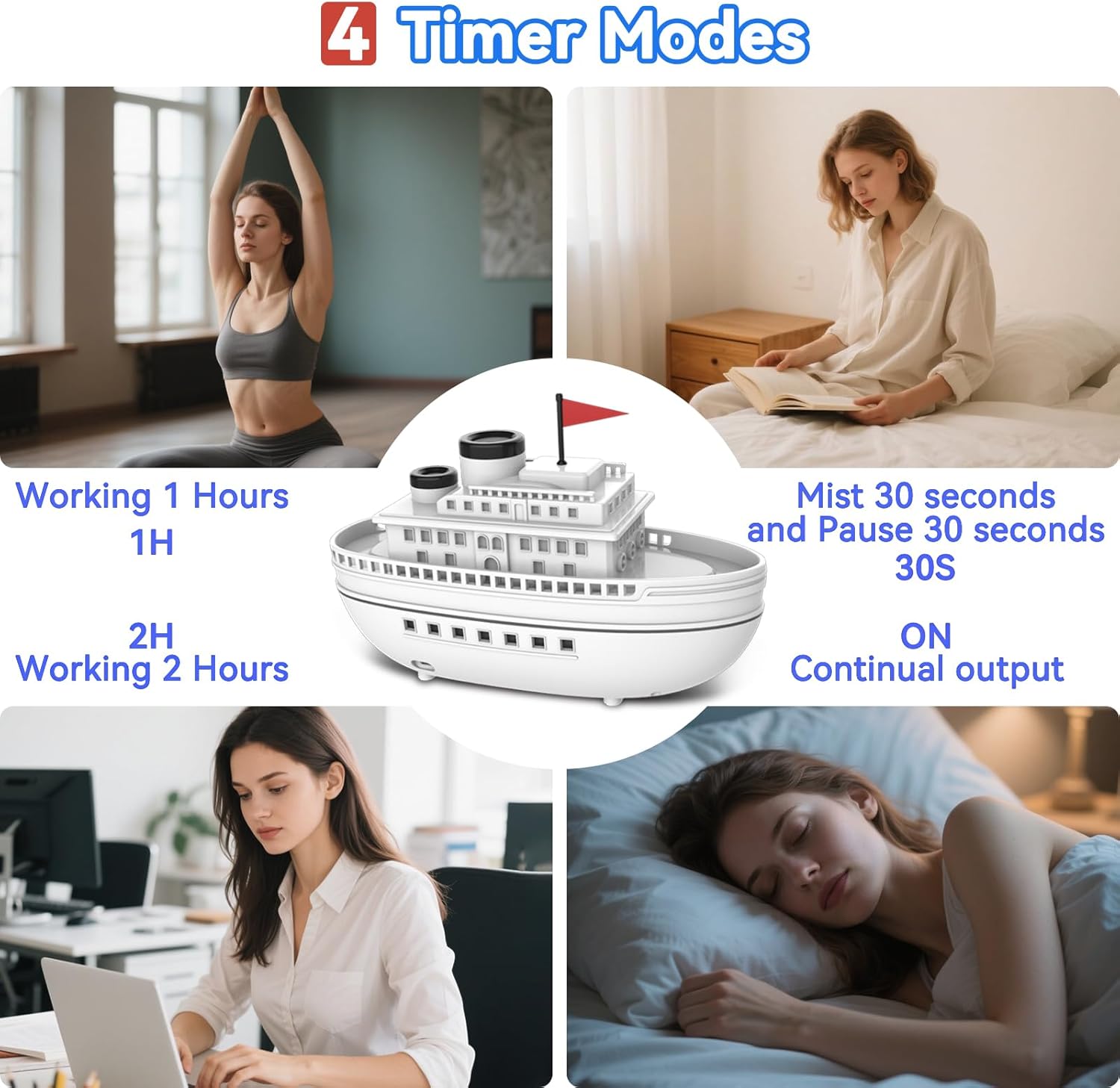 Steamboat Diffuserlove Ship Aromatherapy Diffuser Humidifier 300ml Essential Oil Diffuser for Home Bedroom Office Decorative Cool Mist Humidifier