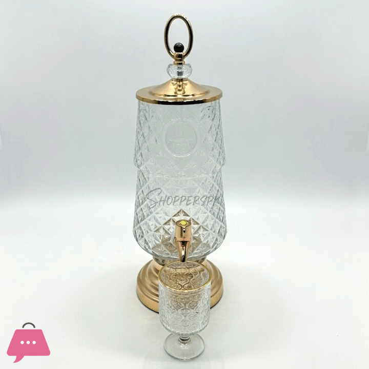 Glass Beverage Dispenser with 6 Glasses 3 Litre