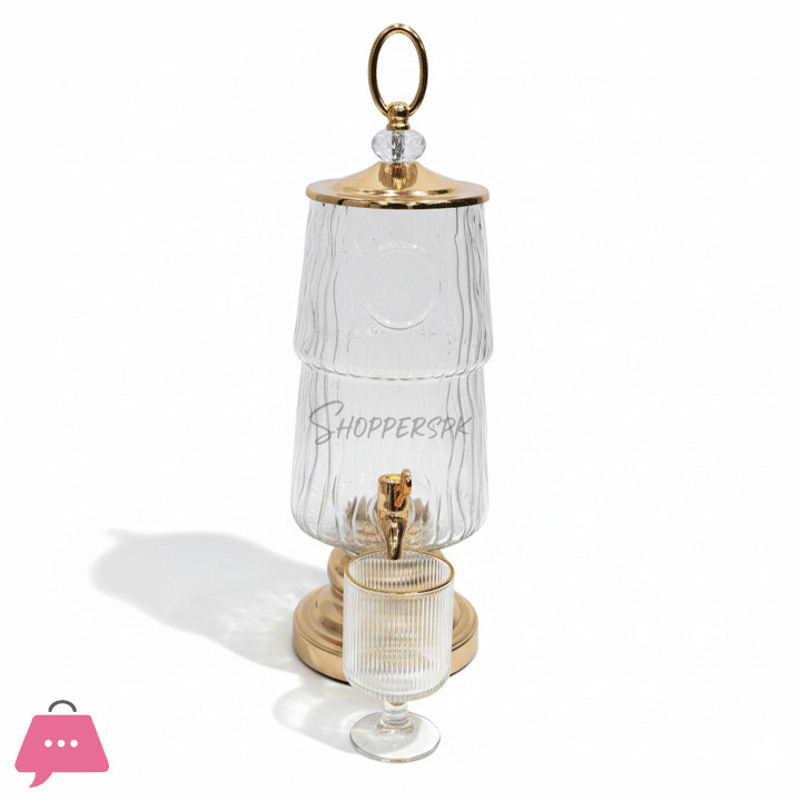 Glass Beverage Dispenser with 6 Glasses 3 Litre