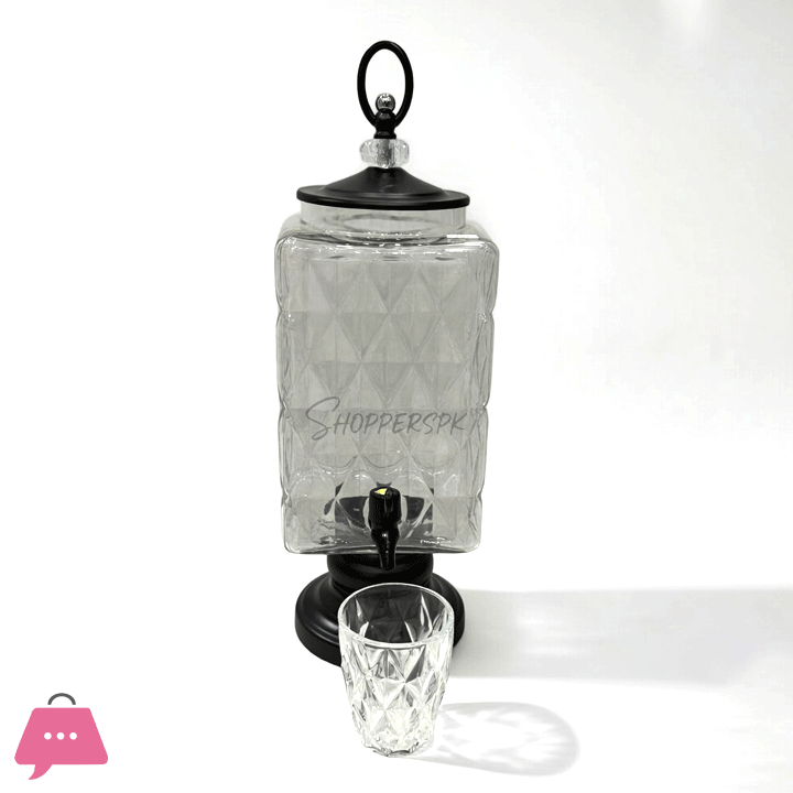 Glass Beverage Dispenser with 6 Glasses 3 Litre