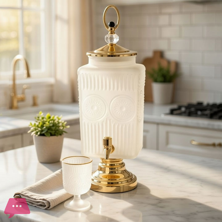 Glass Beverage Dispenser with 6 Glasses 3 Litre