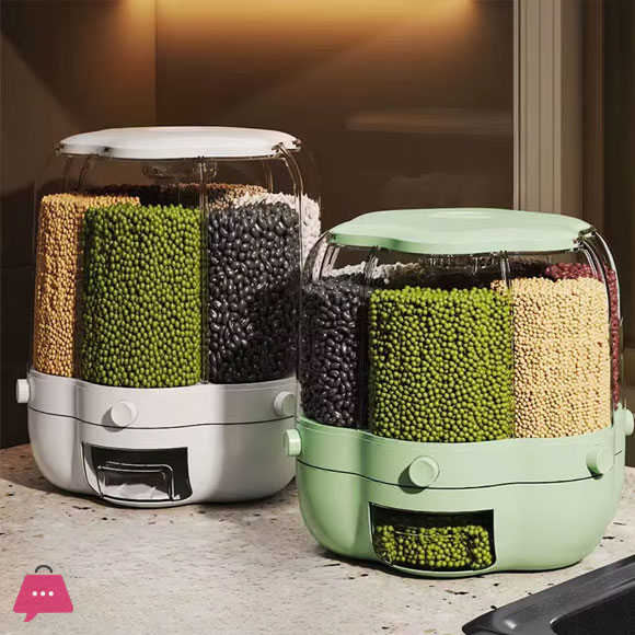 Large Food Storage Container 360° Rotating Rice Barrels Sealed Cereal Dispenser Rice Tank Grain Box Kitchen Storage Container