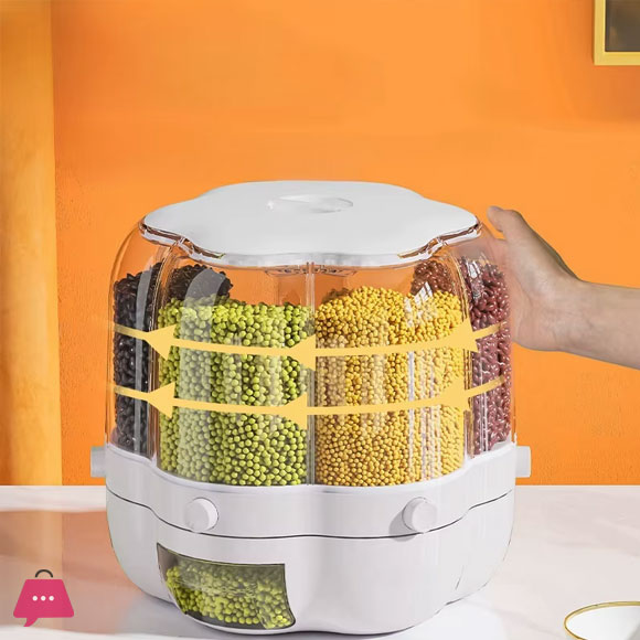 Large Food Storage Container 360° Rotating Rice Barrels Sealed Cereal Dispenser Rice Tank Grain Box Kitchen Storage Container