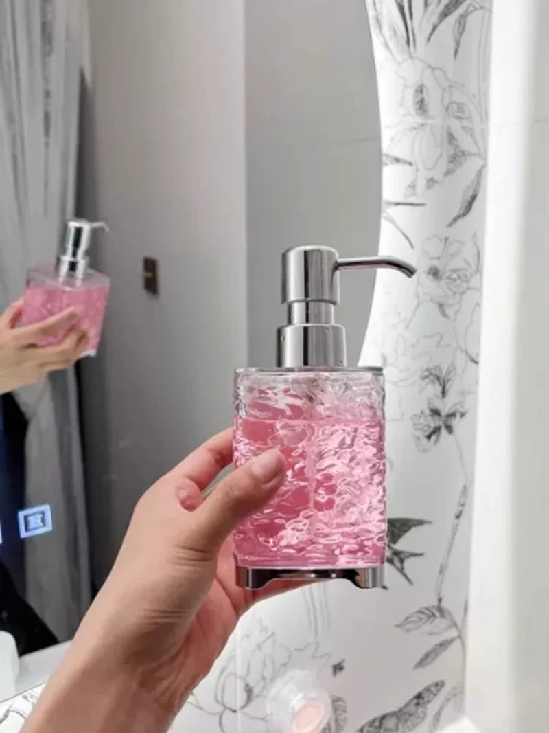 Ripple Emboss Acrylic Plastic Hand Press Pump Liquid Soap Dispenser