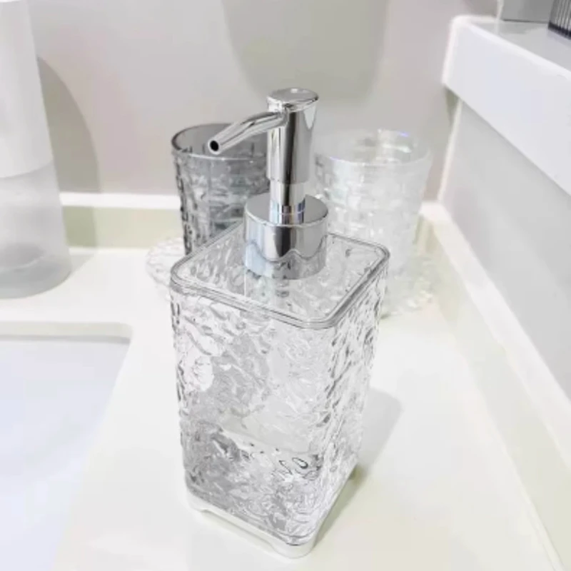 Ripple Emboss Acrylic Plastic Hand Press Pump Liquid Soap Dispenser