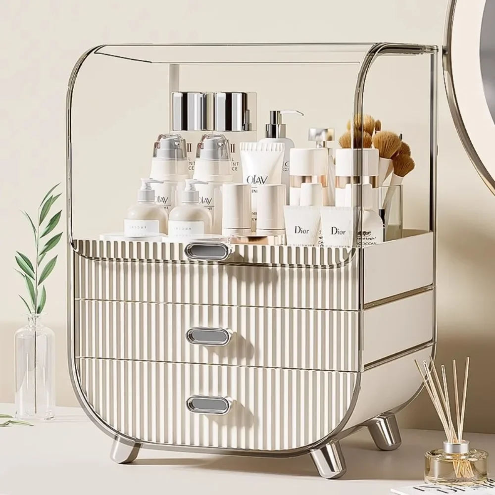 Desktop Makeup Organizer Transparent Jewelry Cosmetic Storage Box Dustproof Large Capacity Makeup Container Jewelry Lipstick