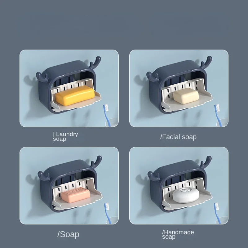 Cartoon Soap Holder ABS Soap Box Wall Hanging Drain Soap Box Single