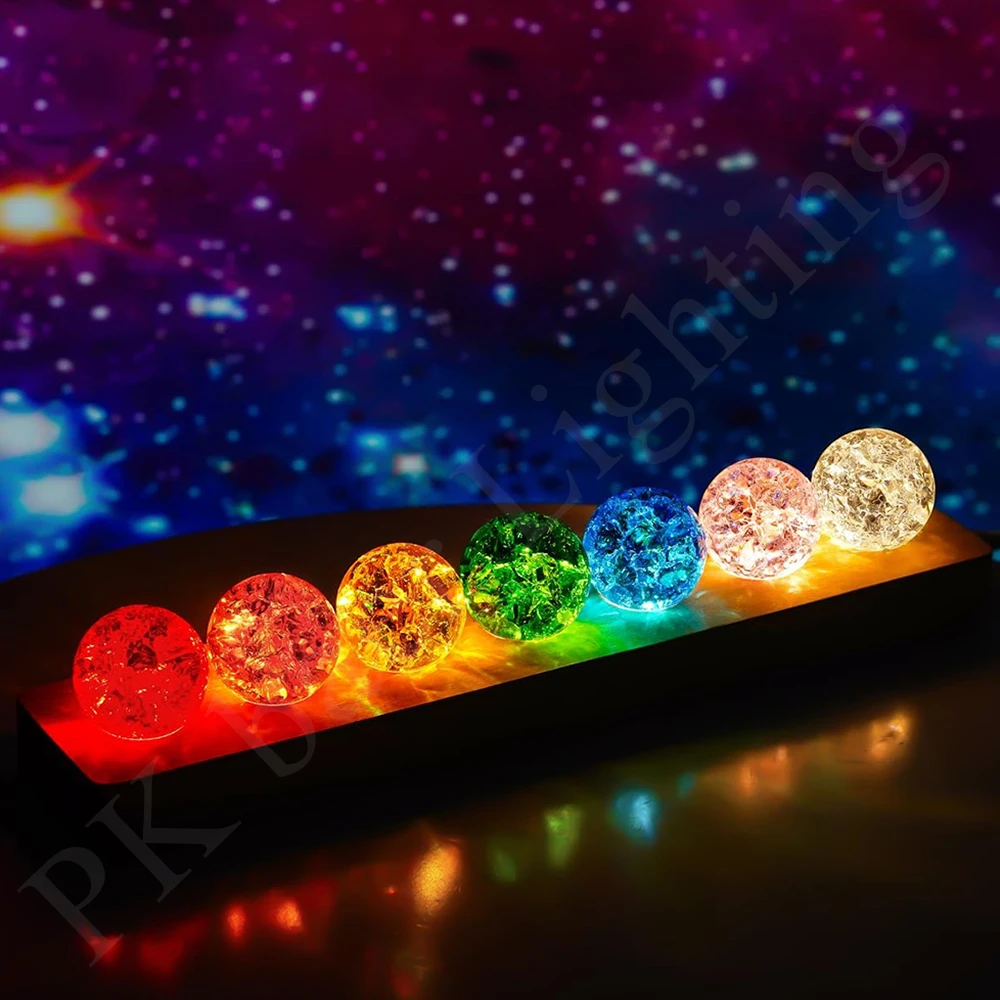 7Pcs Natural Healing Spheres LED Night Lighting Crystal Ball Lamp Light Living Room Decoration Ball