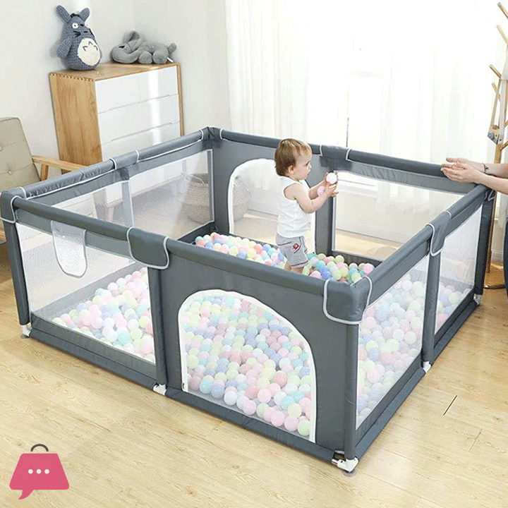 Shopino Baby Playpen Kids Large Playard Ball Pit Indoor & Outdoor Kids Activity Center Infant Safety Gates with Breathable Mesh Sturdy Play Yard for Toddler Portable Childrens Fences - 5.9 feet x 4.92 feet