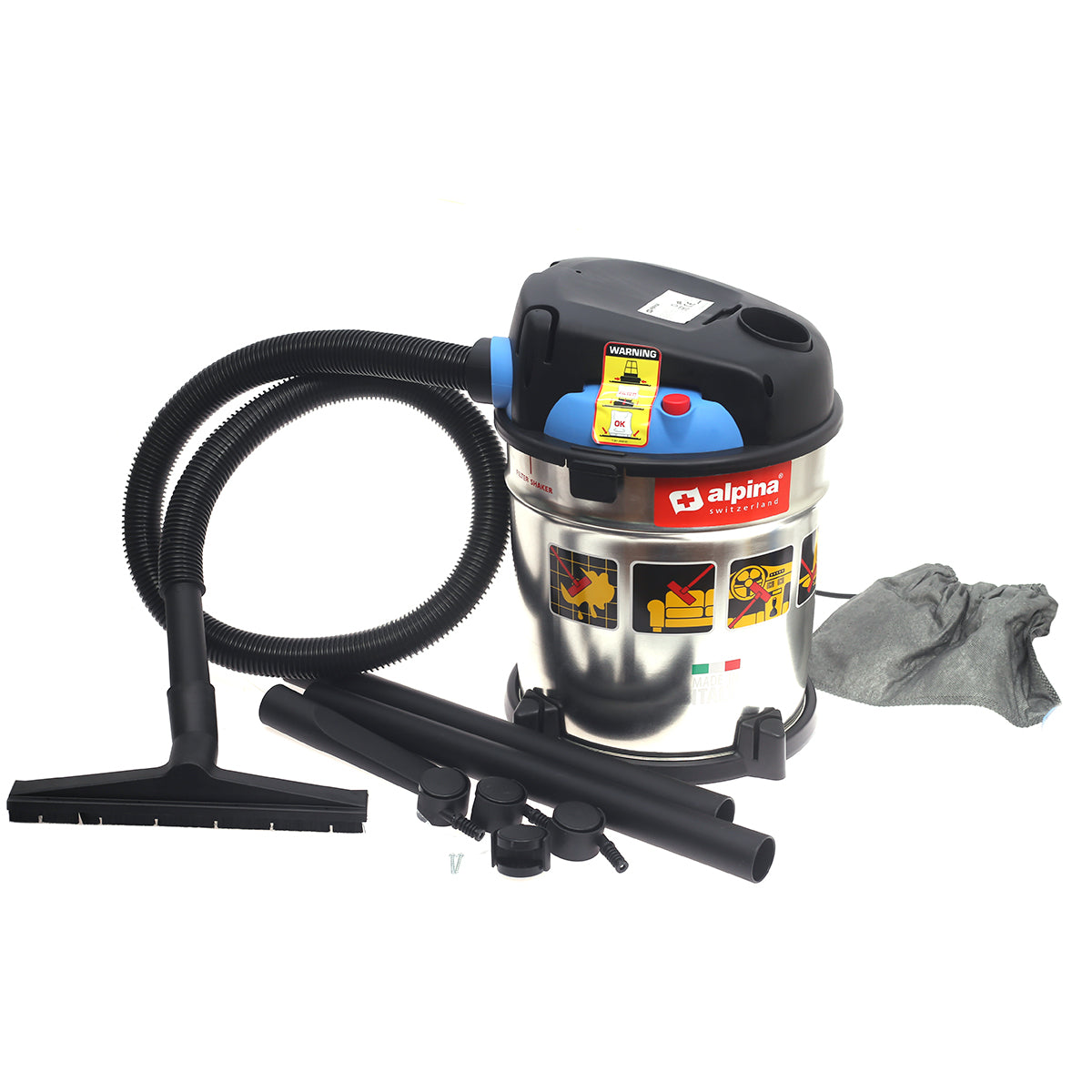 Alpina SF-20-SB Wet & Dry Vacuum Cleaner – Heavy-Duty Stainless Steel