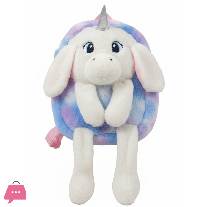 Unicorn Plush Backpack for Kids with Moving Ears Plain