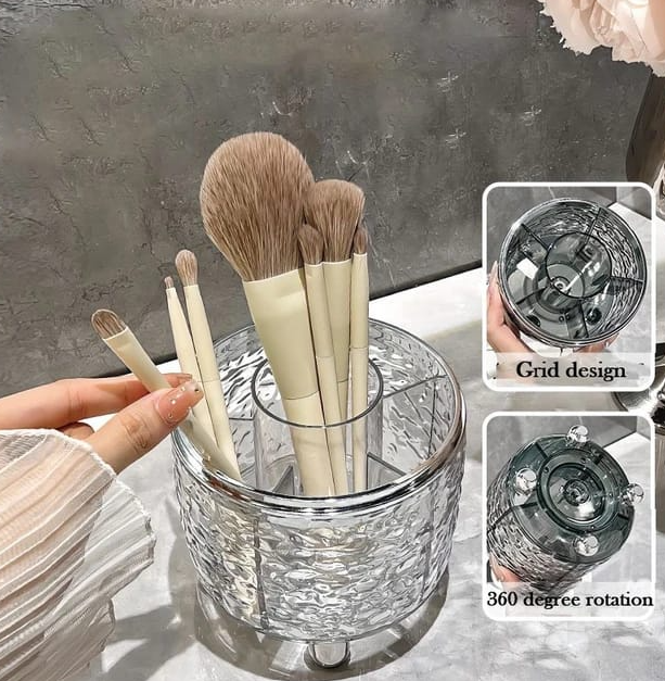 Luxury 360 Degree Rotating Makeup Brush Holders with lid