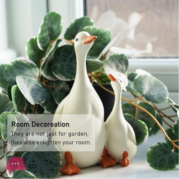 Child White Duck Set Hand-Painted Resin Ducks for Garden Decor