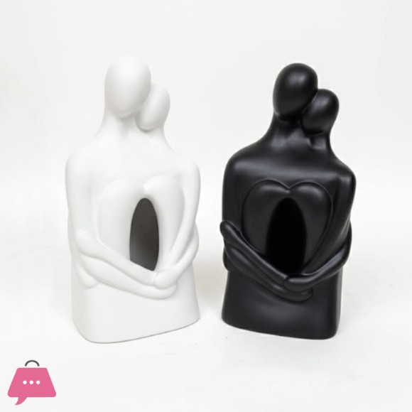 Couple Figurine with Heart Design - Modern Minimalist Decorative Statue