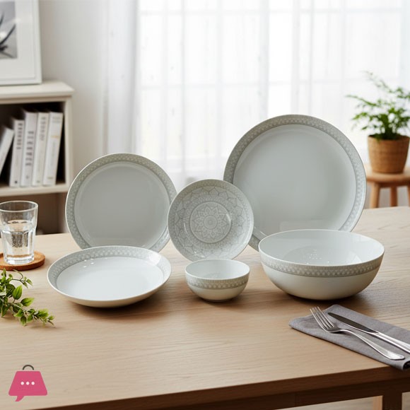 DEWALI OPALWARE MARBLE DINNER SET 26 PCS (ATLAS GREY)
