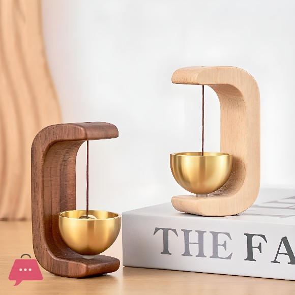 Elegant Wooden Doorbell Chime with Brass Bell for Home Office Decor