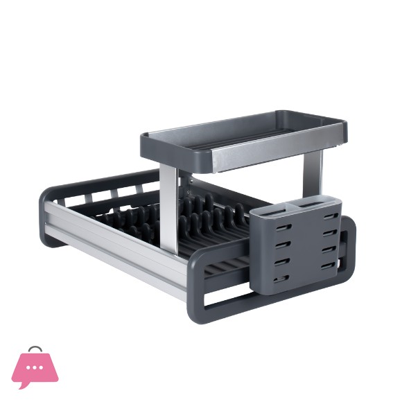 High-Quality Aluminium 2-tier Rust-resistant Dish Drainer Silver