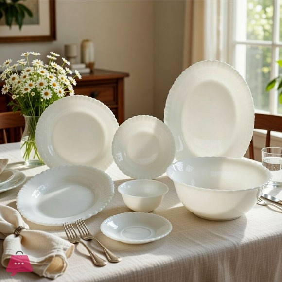 KINGRI OPALWARE MARBLE DINNER SET 26 PCS (WHITE)