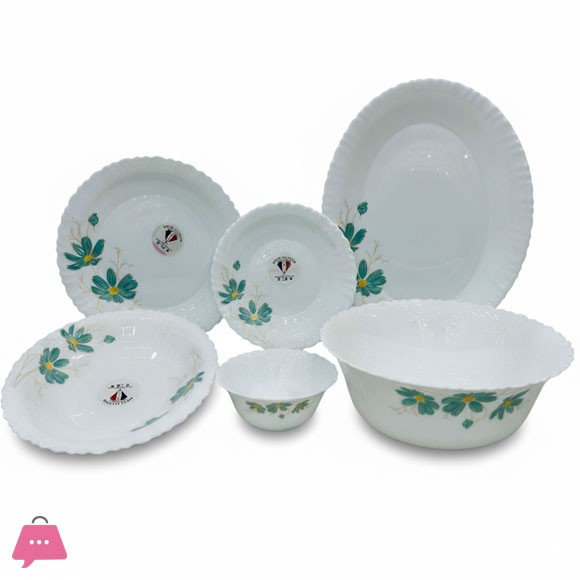 KINGRI OPALWARE MARBLE DINNER SET 26 PCS (SHAGHAYEGA GREEN)