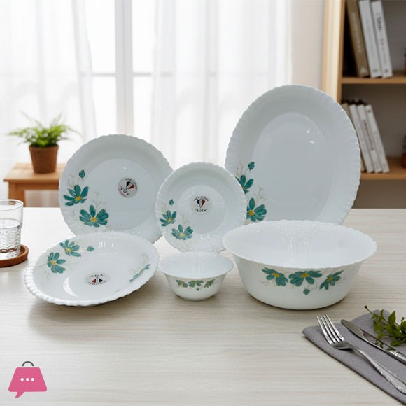 KINGRI OPALWARE MARBLE DINNER SET 26 PCS (SHAGHAYEGA GREEN)
