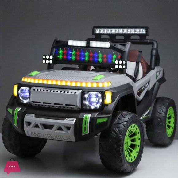 Large Capacity Rechargeable Four-Wheel Electric Ride on TOYOTA Jeep Car for Boys Girls Durable Plastic Remote Control Baby Kids 2-8 Years