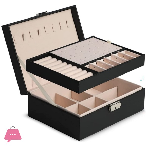 Leather Jewellery Organizer with Locker 2 Layers