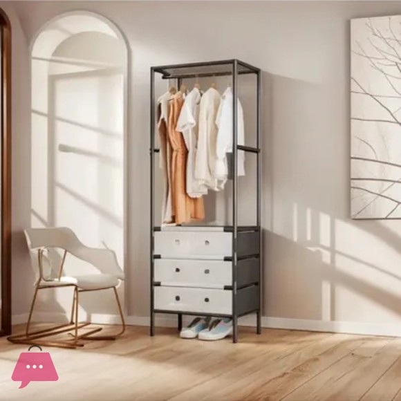 Modern 3-Tier Multifunctional Coat Rack and Shoe Rack, Black