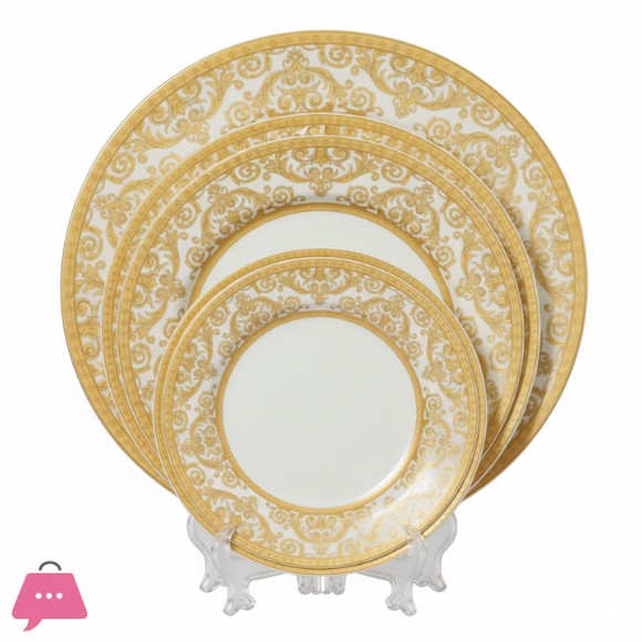 Royal Bone China Plate Set Embassy Pattern 20th Century 18-Pcs