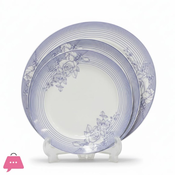 Royal Bone China Plate Set Embassy Pattern 20th Century 18-Pcs