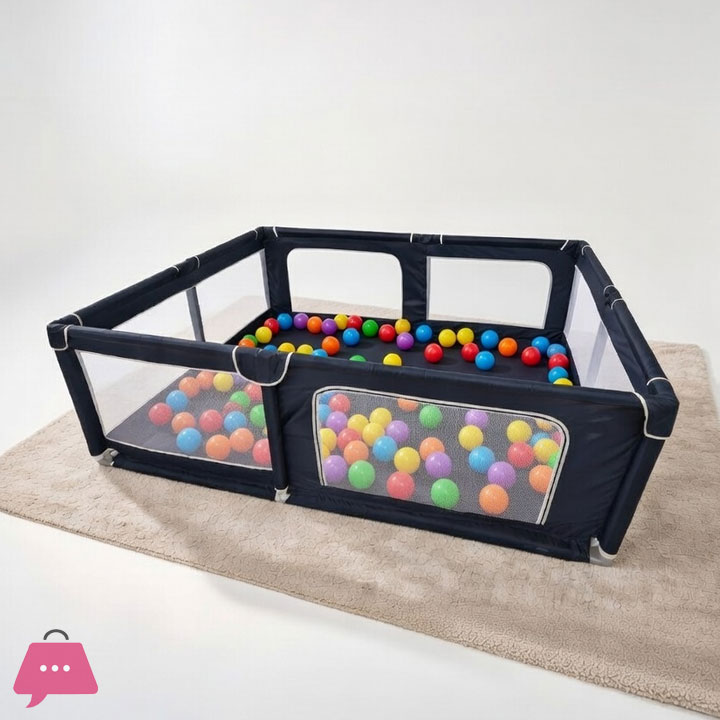 Shopino Baby Playpen Kids Large Playard Ball Pit Indoor & Outdoor Kids Activity Center Infant Safety Gates with Breathable Mesh Sturdy Play Yard for Toddler Portable Childrens Fences - 5.9 feet x 4.92 feet