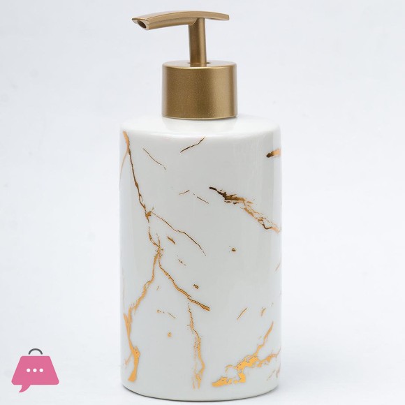 White Gold Marble Design Bathroom Set - 4pcs
