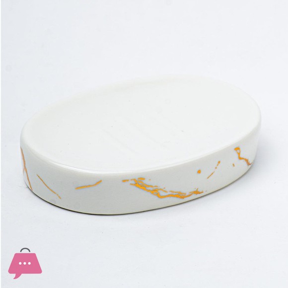 White Gold Marble Design Bathroom Set - 4pcs